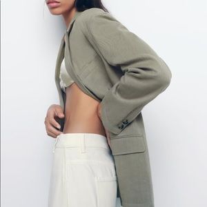 LINEN BLEND STRAIGHT CUT BLAZER